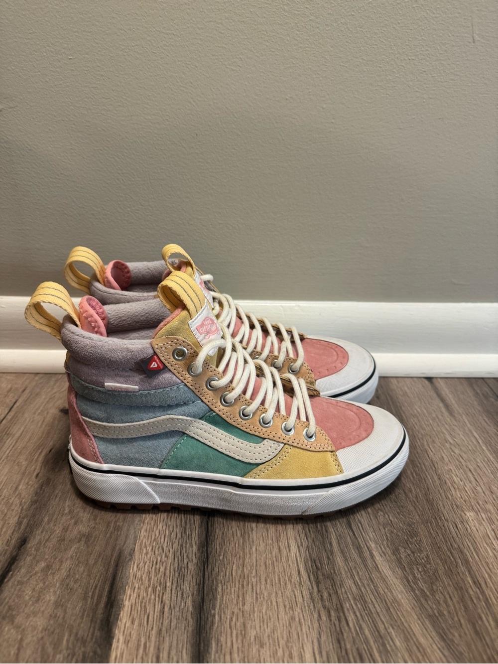 Vans Multicolor High-Top Suede Skate Sneakers - Pink, Yellow, Green, Blue, Gray